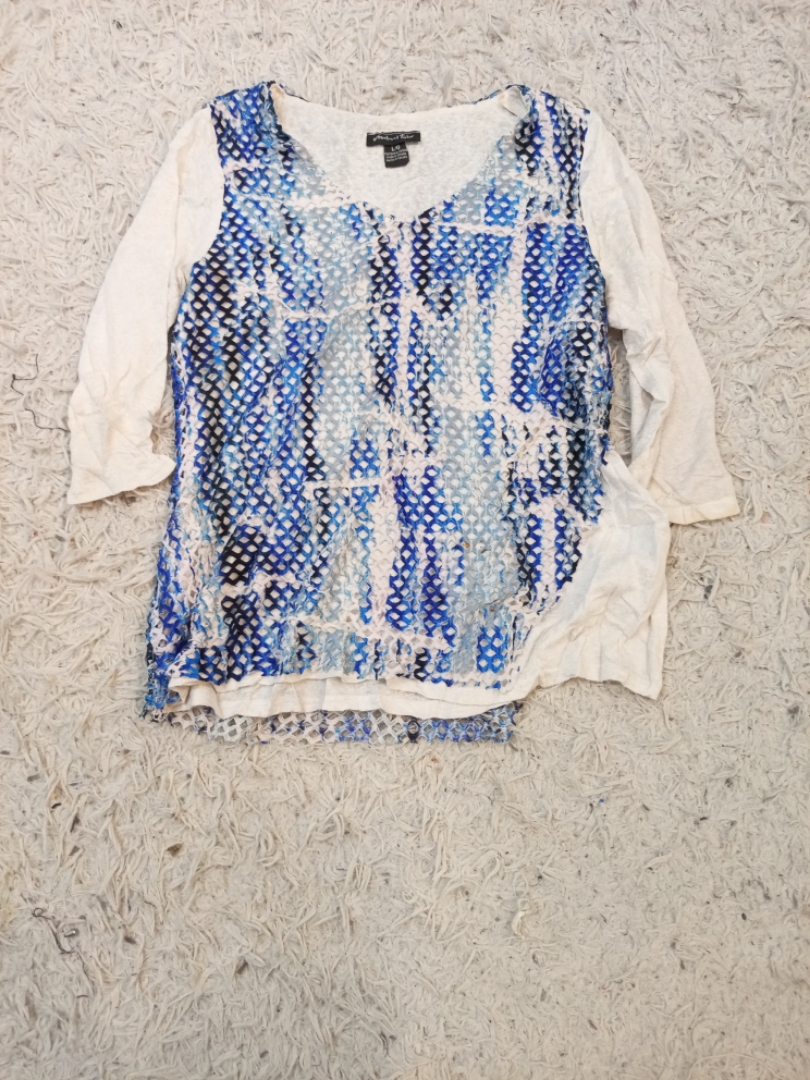 Michael Tyler Blue and White Printed Top