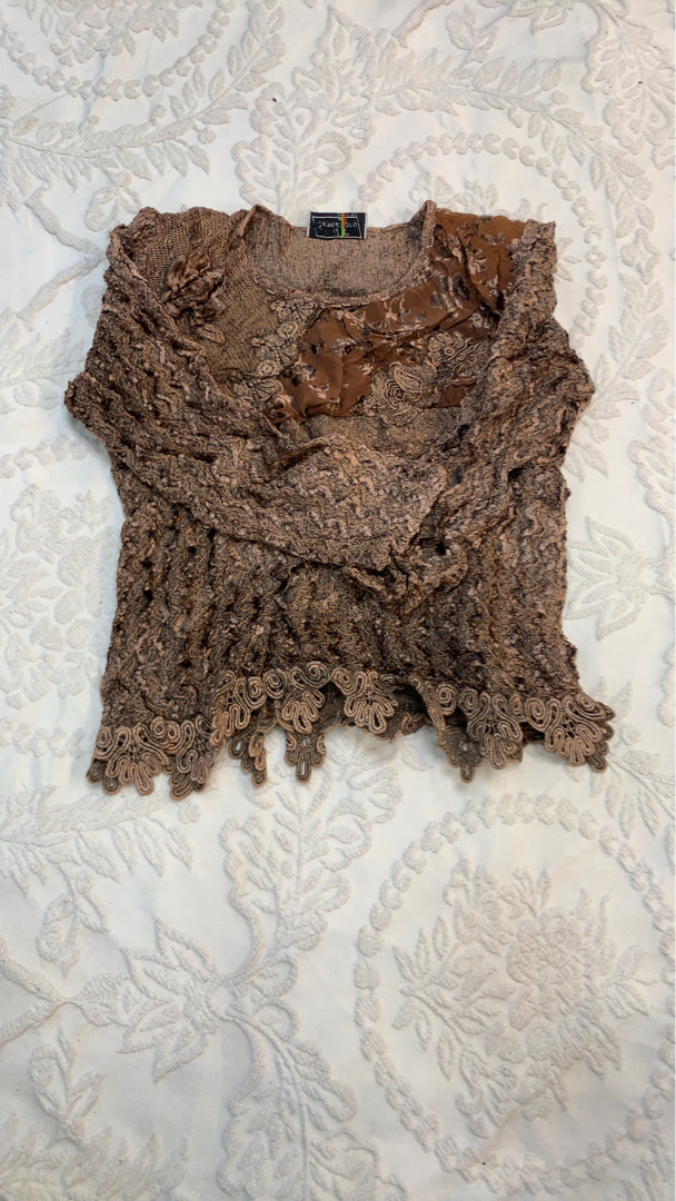 il Semafaro Brown Textured Long Sleeve Top