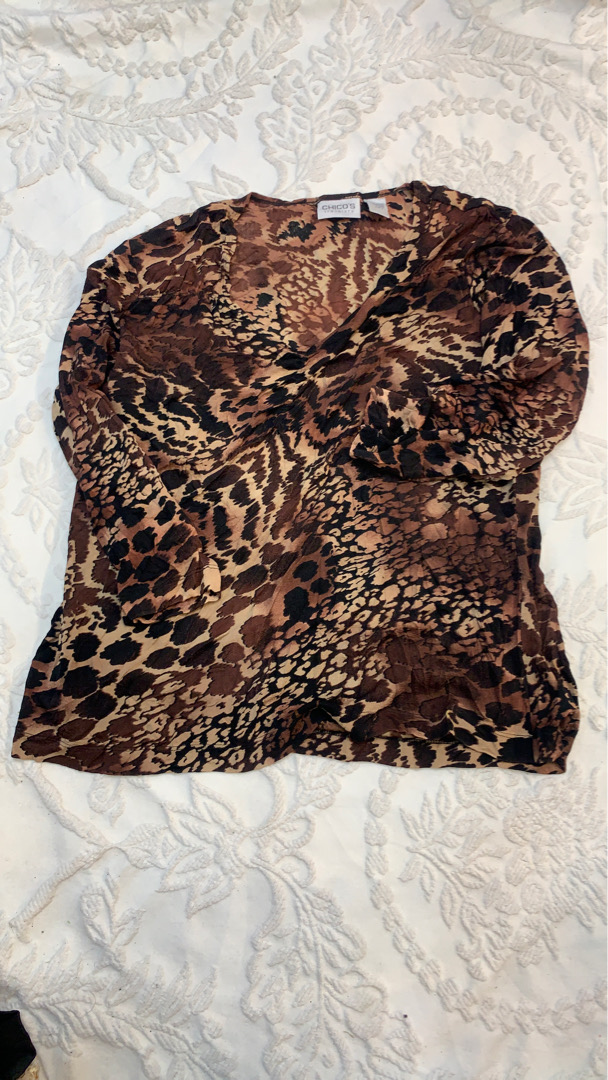 Chico's Travelers Animal Print Top