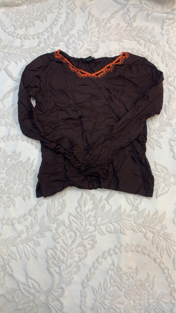 Bob Mackie Studio Brown Long Sleeve Blouse