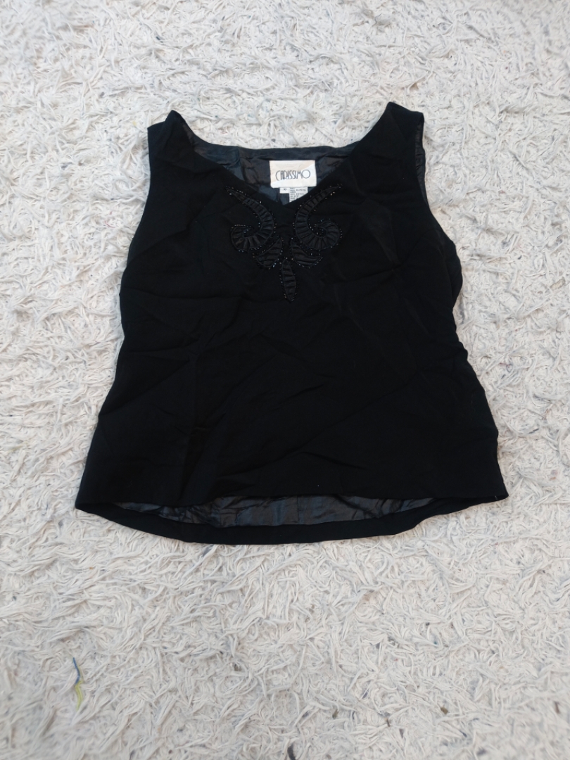 Black Sleeveless Beaded Top