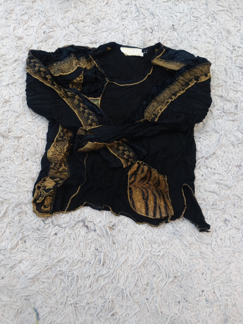 Spencer Alexis Black & Gold Embellished Long Sleev..
