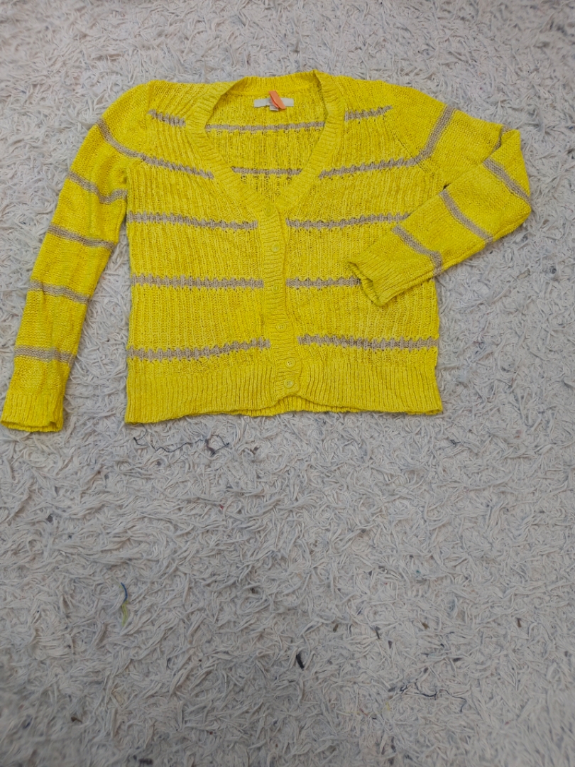 Yellow Striped Knit Cardigan
