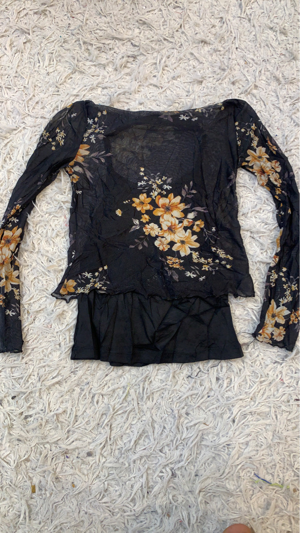 Floral Print Mesh Top