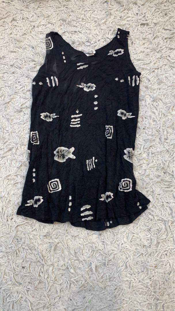 Black Printed Sleeveless Dress