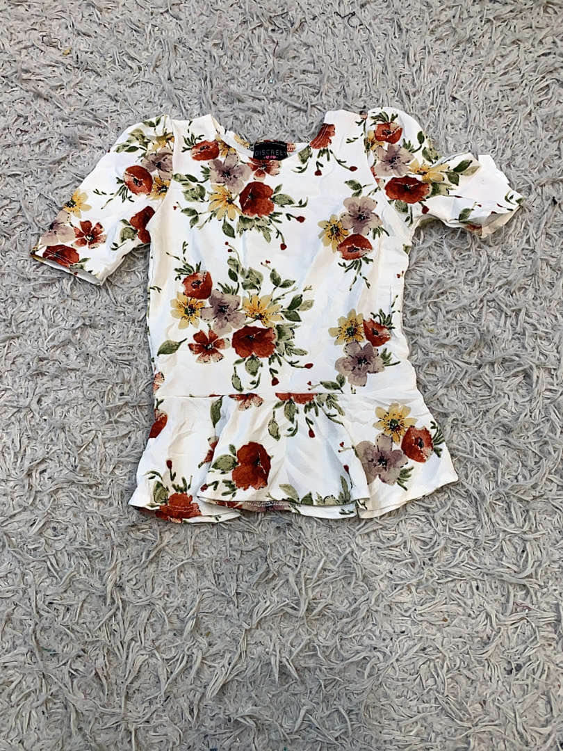 Floral Print Top with Peplum Hem