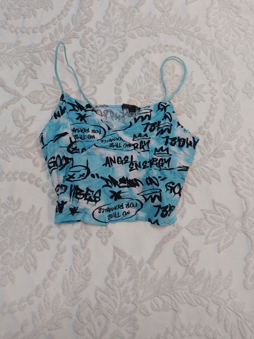 Blue Graphic Print Cami Top