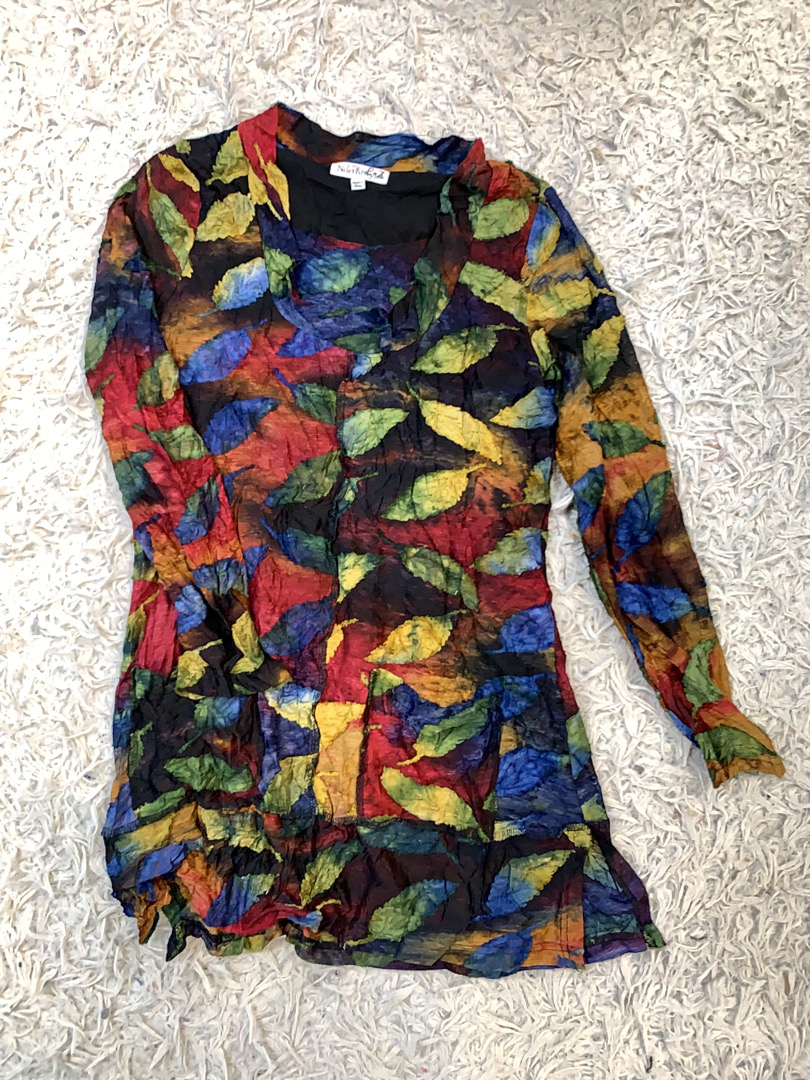 Blätterdruck Langarmkleid