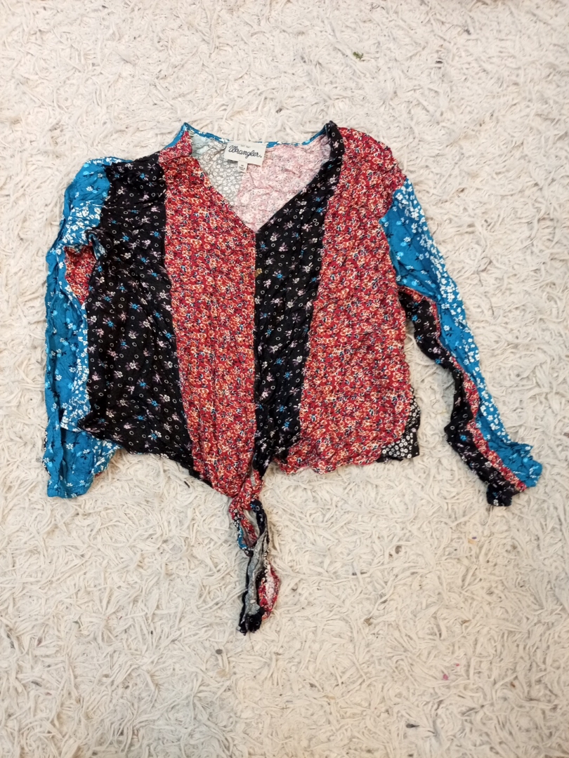 Wrangler Floral Patchwork Tie-Front Top