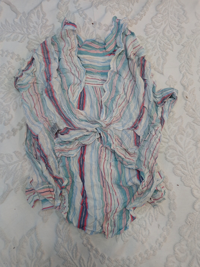 Striped Blouse with Tie Front