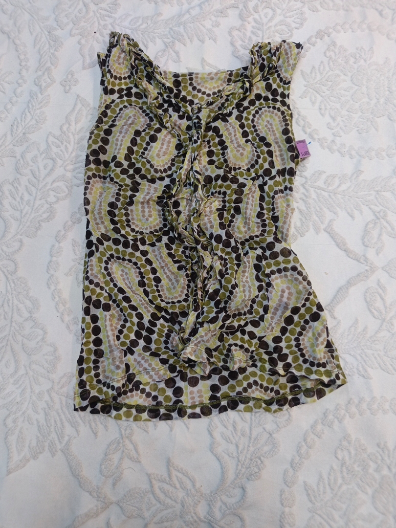 New York & Company Printed Ruffle Tank Top