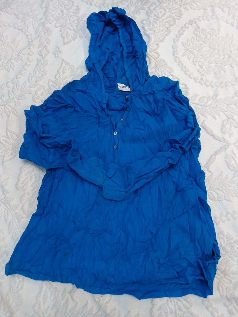 Chico's Blue Crinkle Hoodie