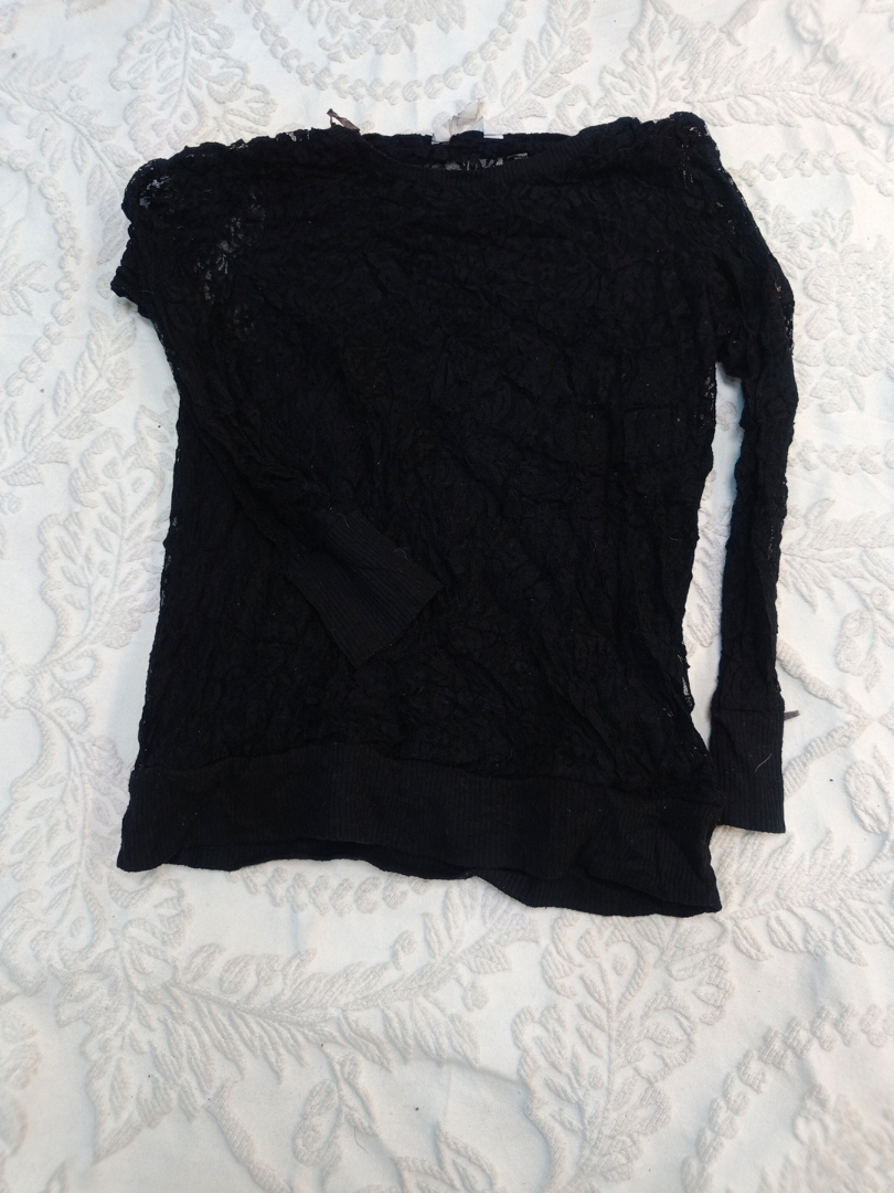 Three Seasons Maternity Black Lace Long Sleeve Top..