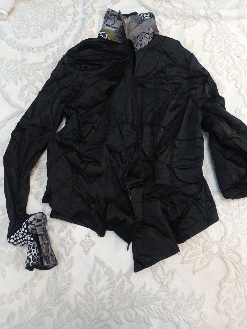 Black Puffer Jacket with Leopard Accents