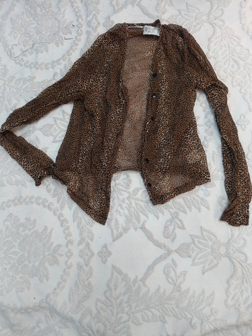 Cardigan a stampa animale marrone