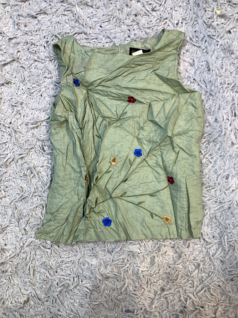 Green Floral Embroidered Top