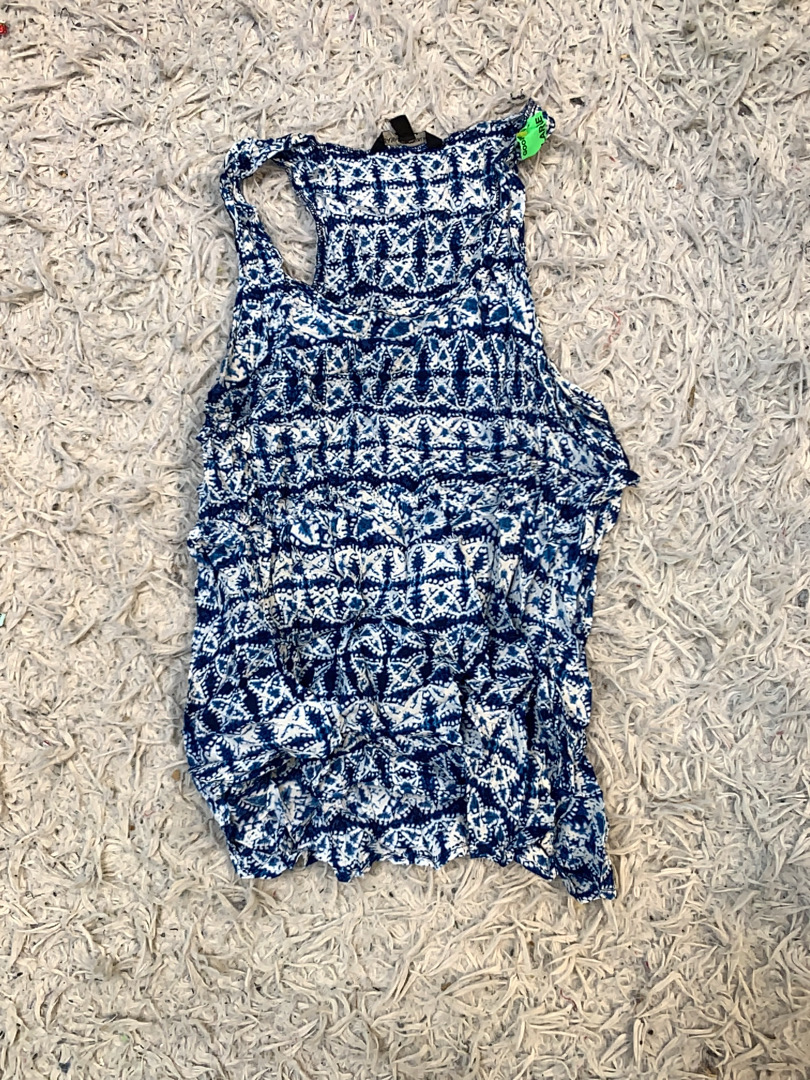 Débardeur imprimé bleu et blanc