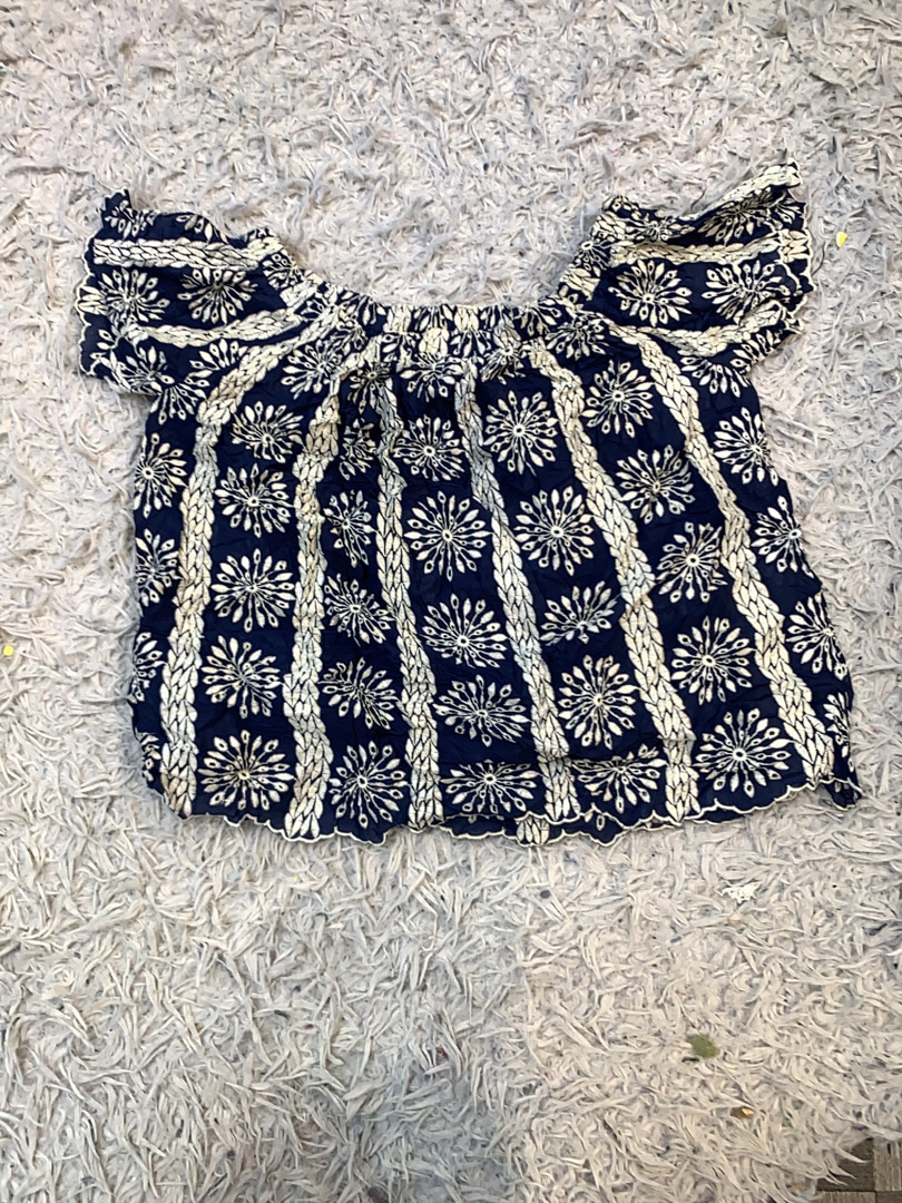 Women's Navy Blue Floral Off-The-Shoulder Top