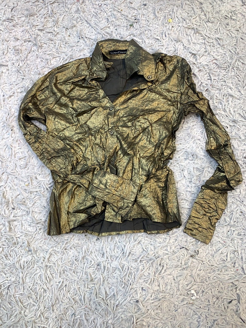 Gold metallic long-sleeve shirt