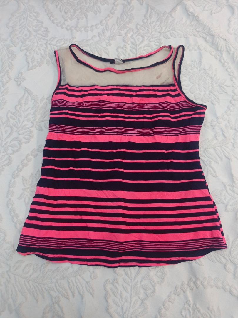 Top senza maniche a righe da donna