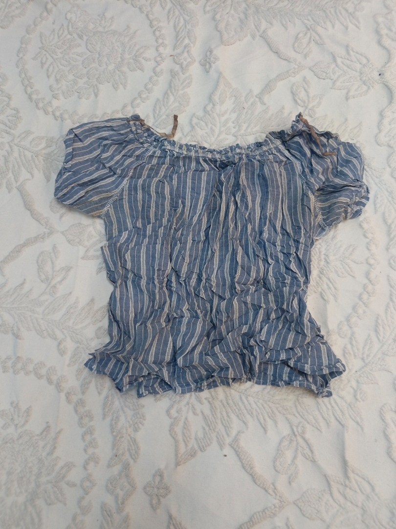 Blue Striped Smocked Top