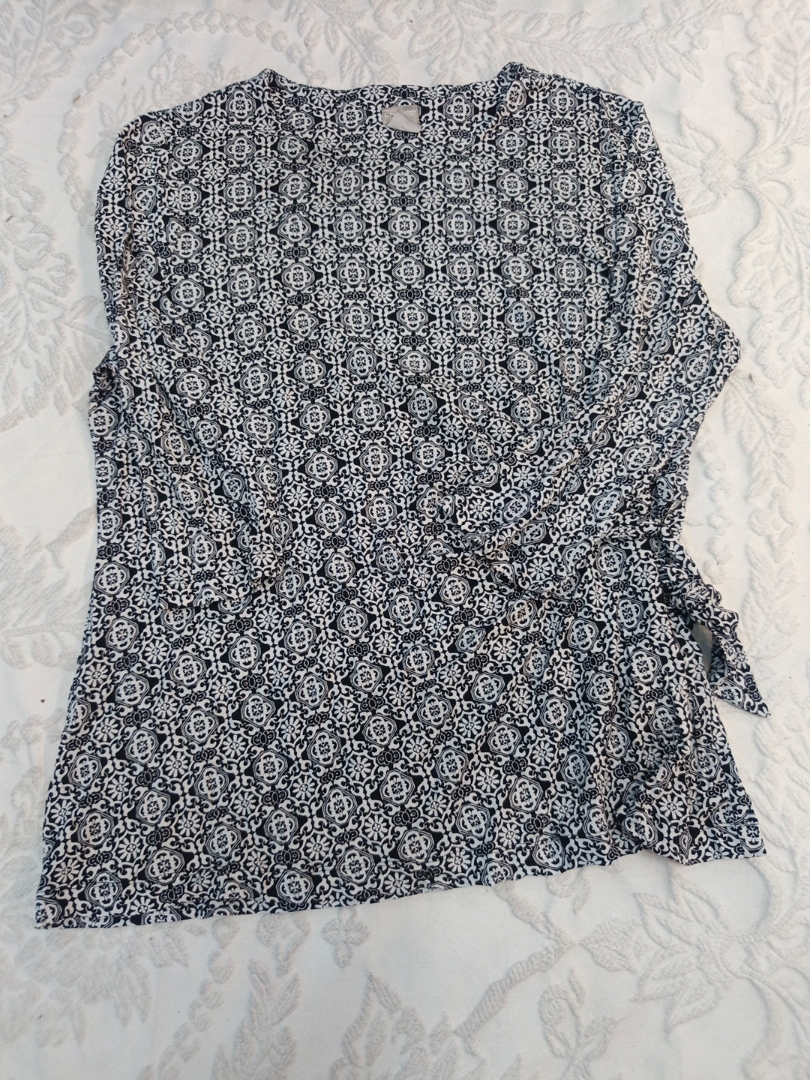 Chico's Black and White Floral Blouse