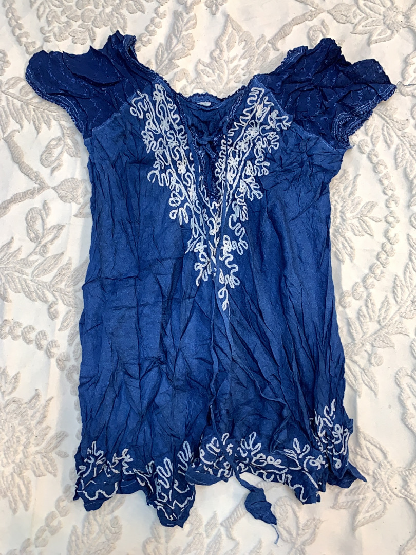 Blue Embroidered Top