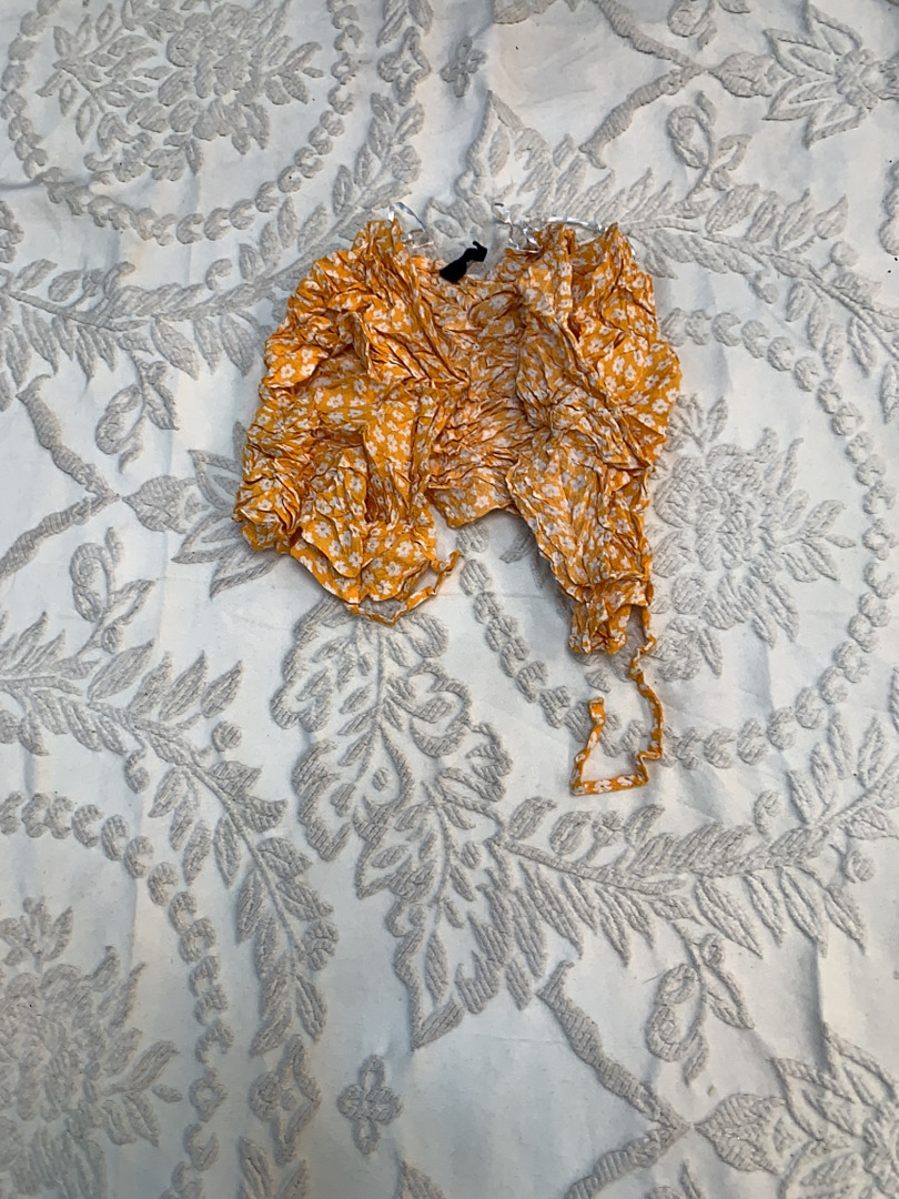 Orange and White Floral Top