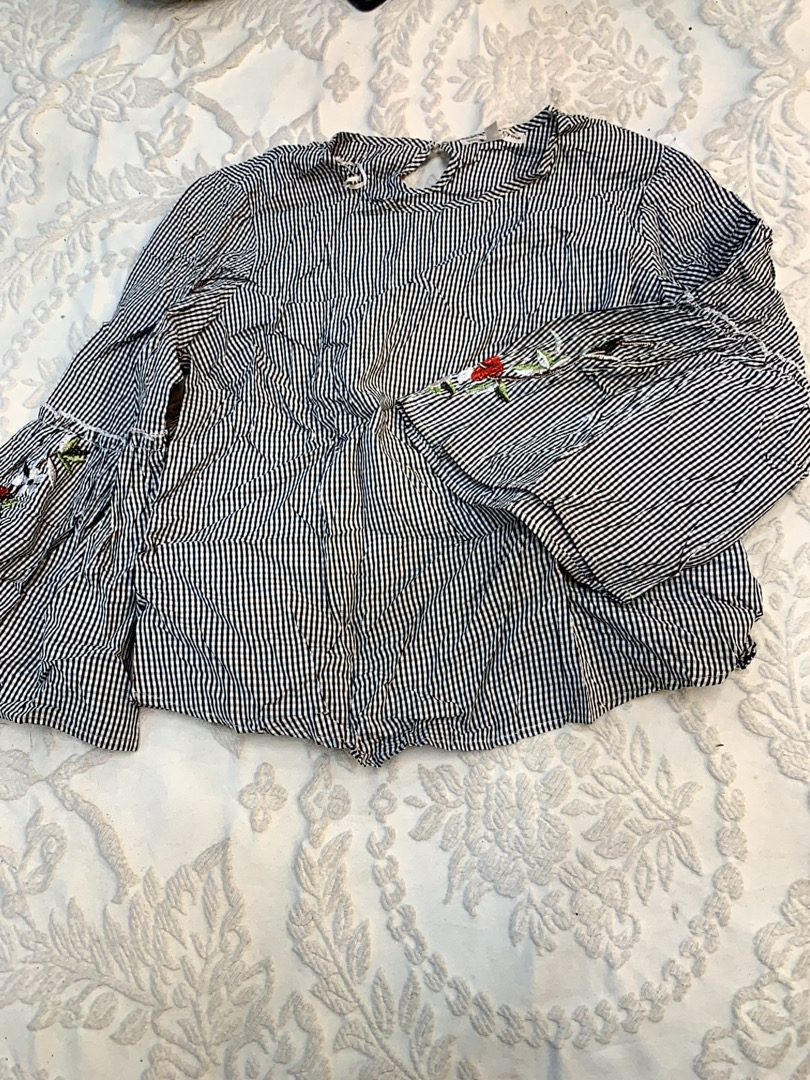 Women's Black and White Striped Blouse