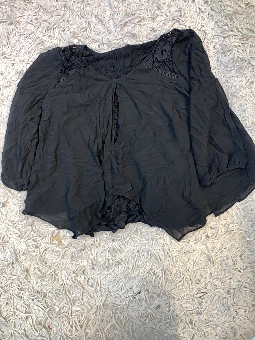 Black Blouse with Lace Details