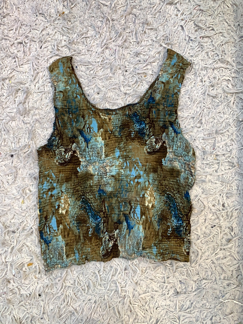 Brown and blue cropped top