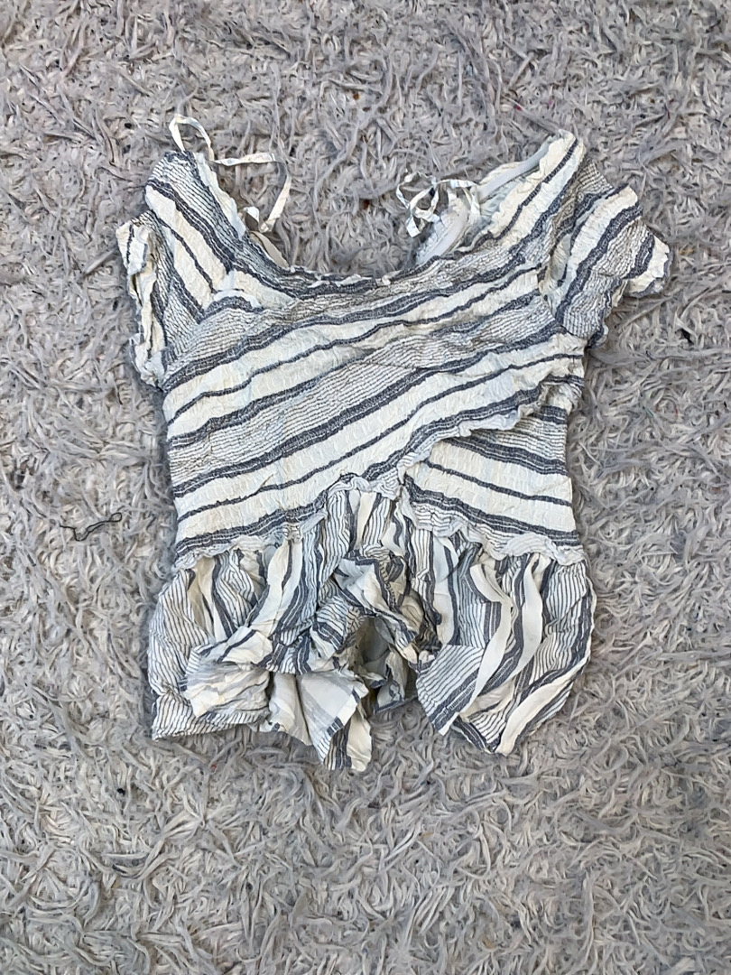 Damen Gestreiftes Rüschenshirt