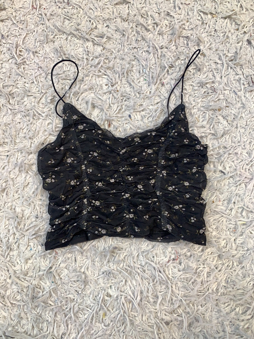 「ウィメンズ ブラック フローラル キャミ トップ」