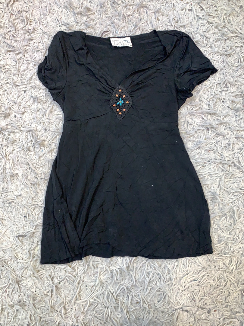 Top Preto com Aplicações