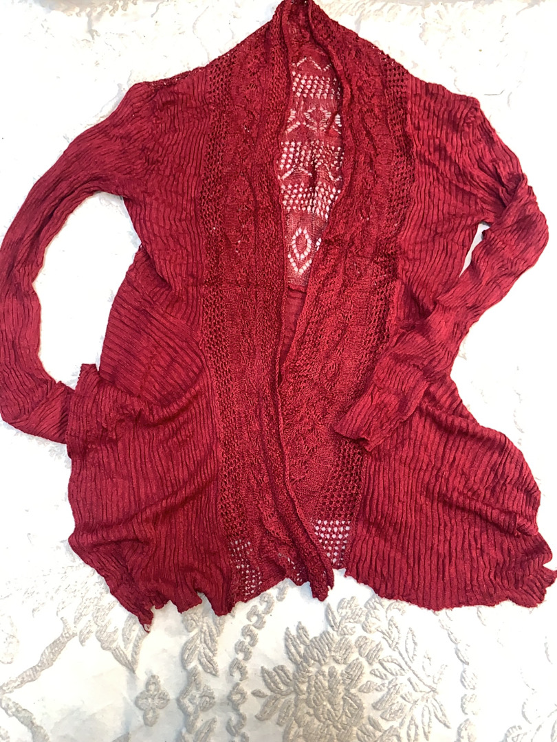 Women's Red Crochet Cardigan