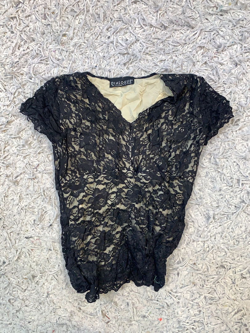 Dialogue Black Lace Sheer Blouse