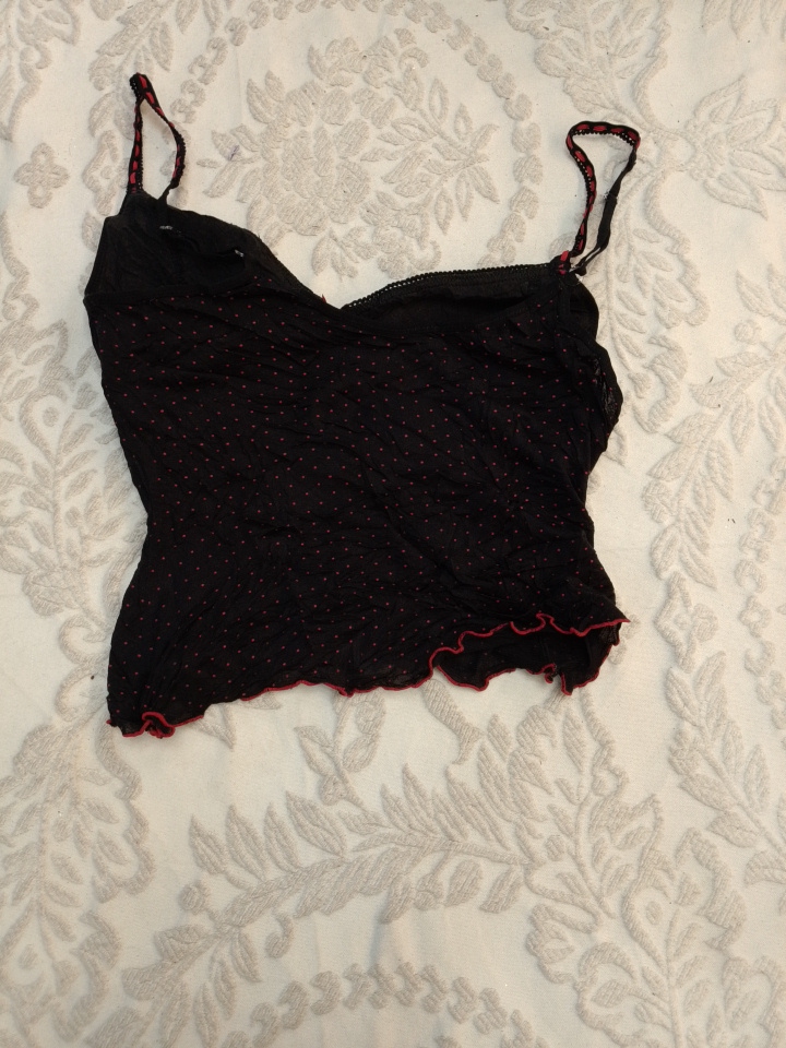 Black Polka Dot Lace Trim Camisole