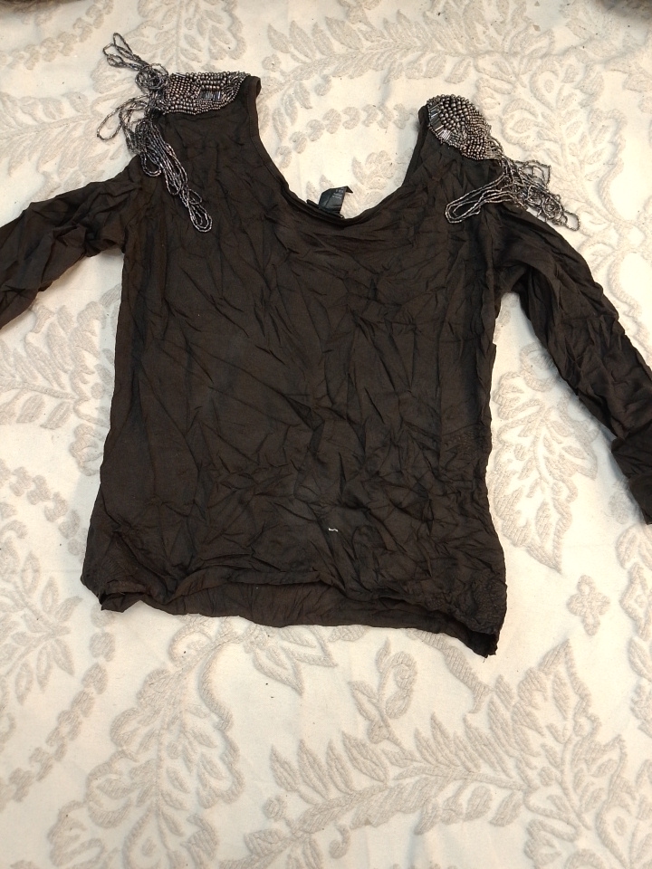 H&M Blusa Preta Transparente