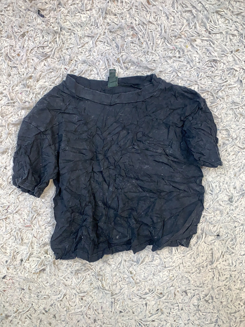 Wild Fable Black Crinkled Short Sleeve Top