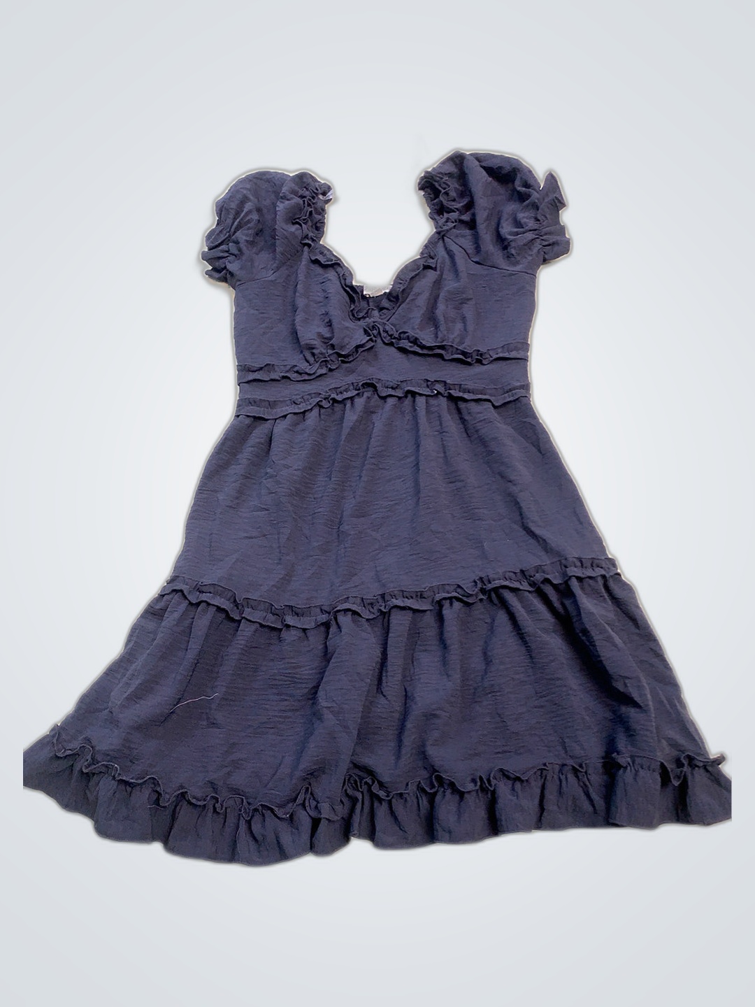 Navy Blue Ruffled Dress