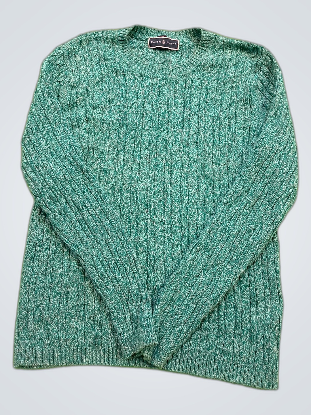 Karen Scott Grüner Strickpullover
