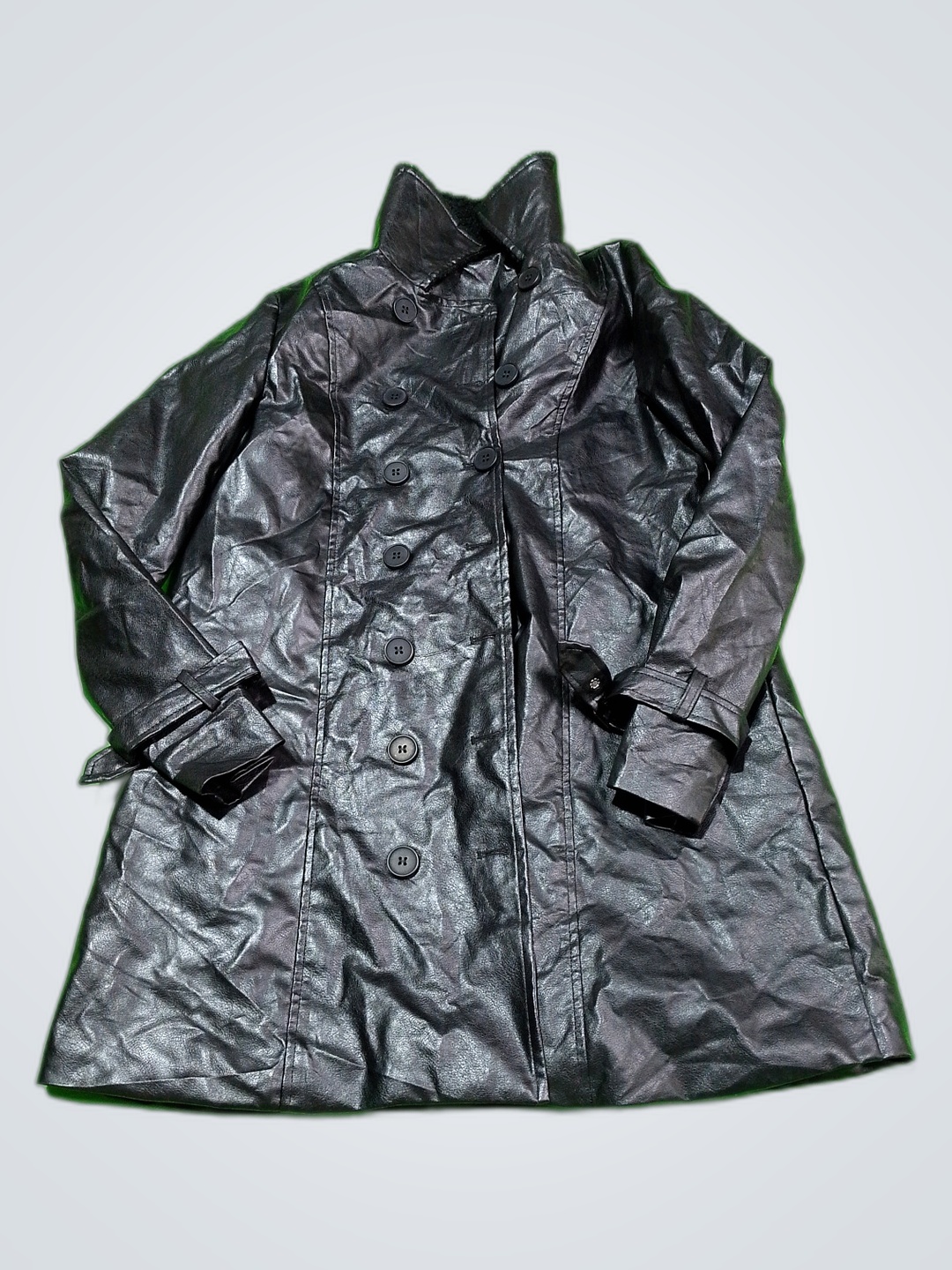 Trench de cuero negro