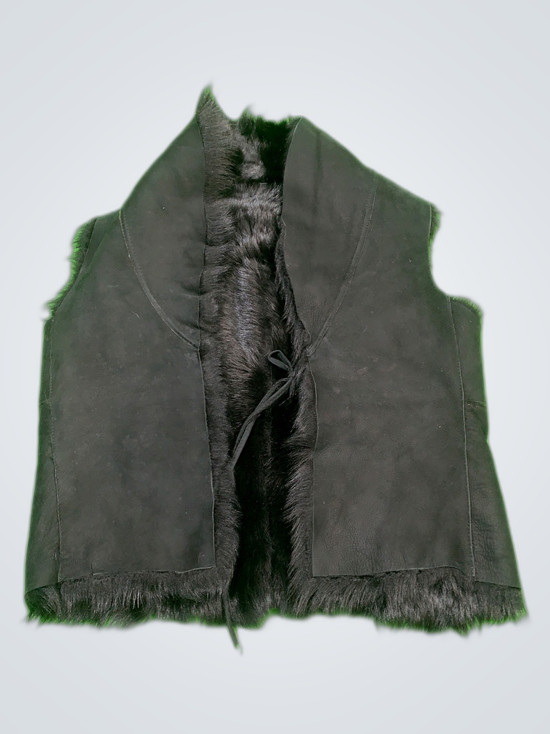 Unbranded Black Fur Trimmed Waistcoat