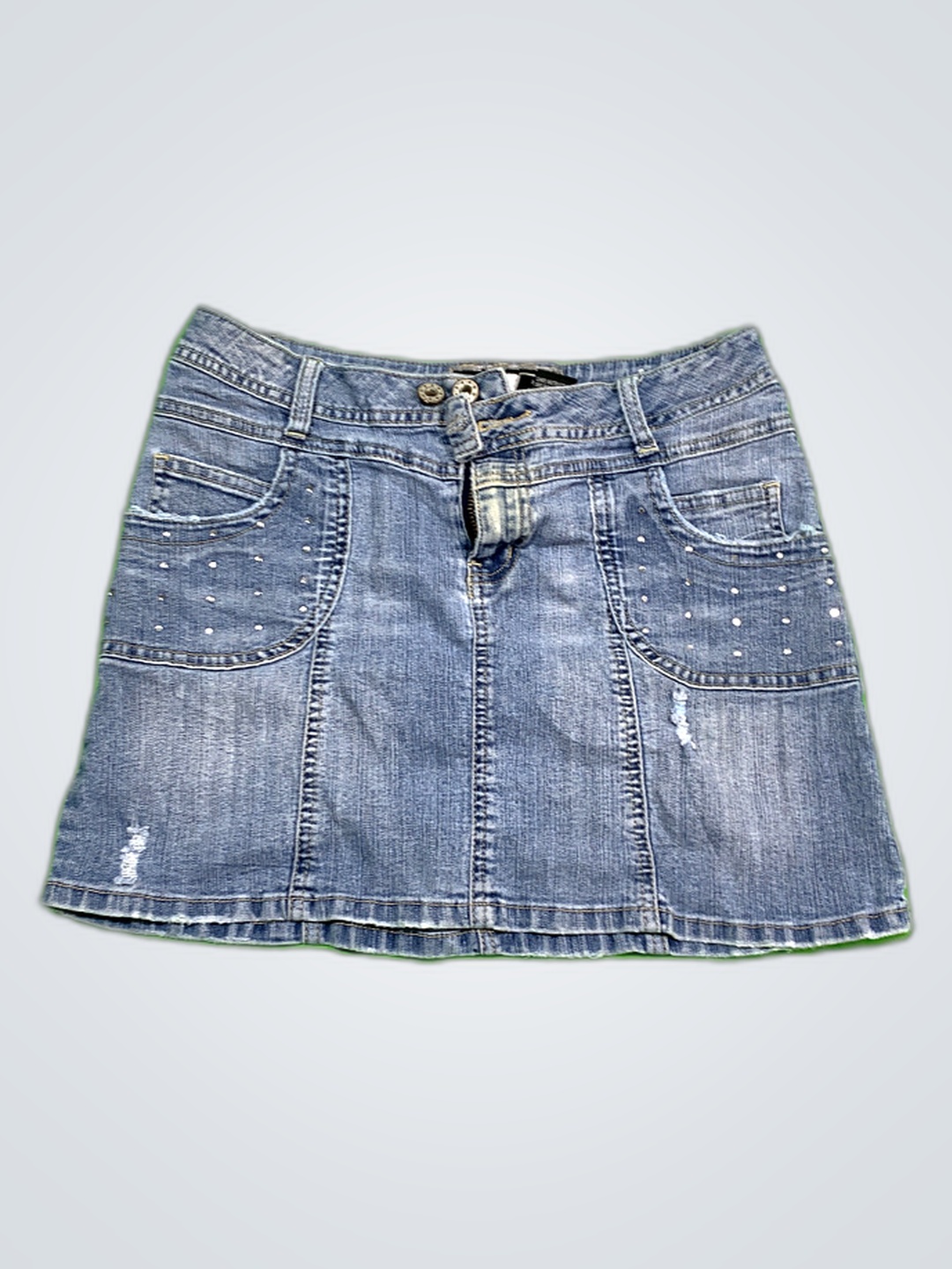 Denim Skirt with Rhinestones