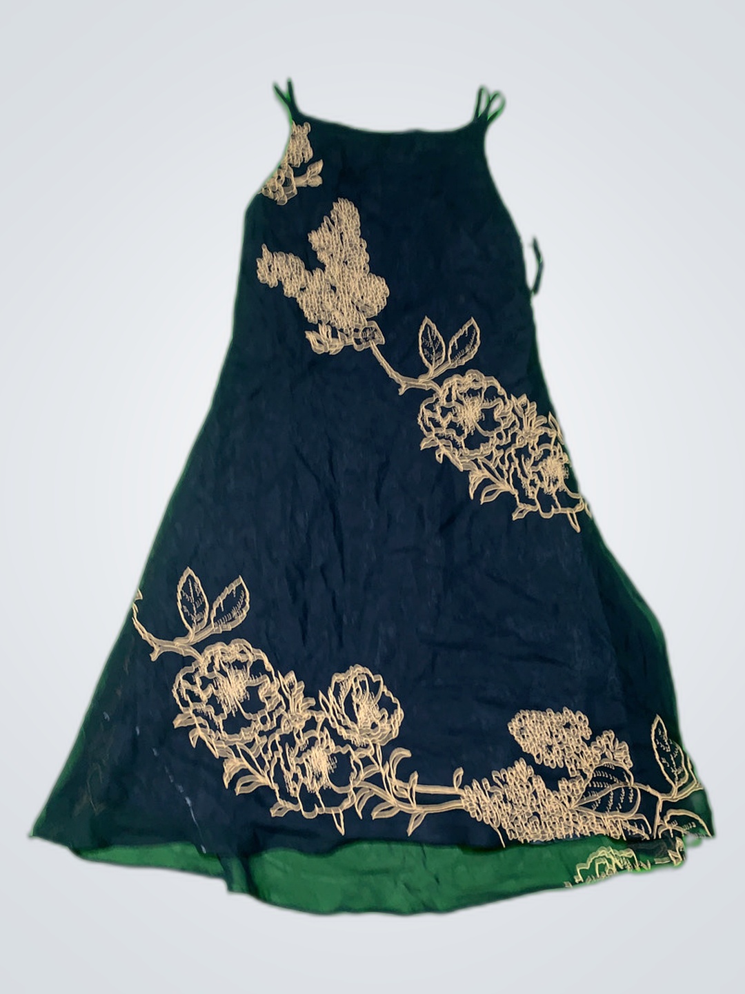 Jones New York Black Embroidered Spaghetti Strap Dress