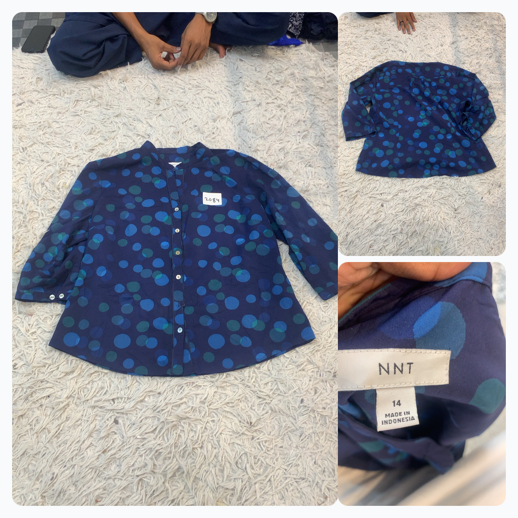 Women's Button-Up Shirt with Polka Dot Print