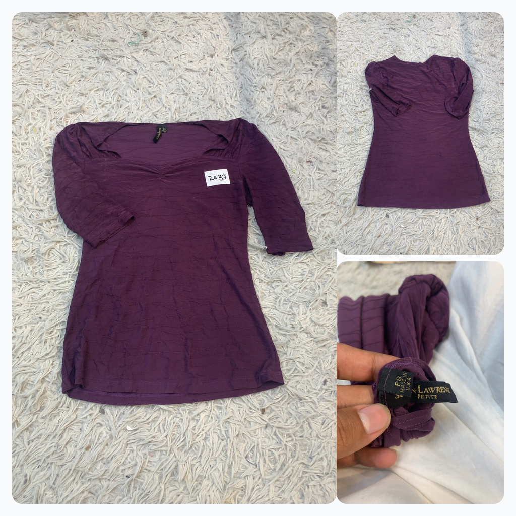 Ralph Lauren Petite Purple 3/4 Sleeve Top