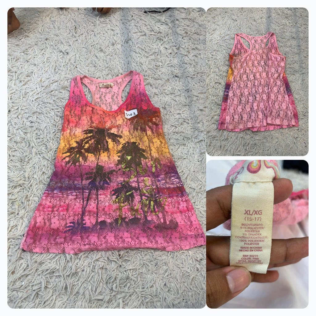 Pink Palm Tree Print Tank Top