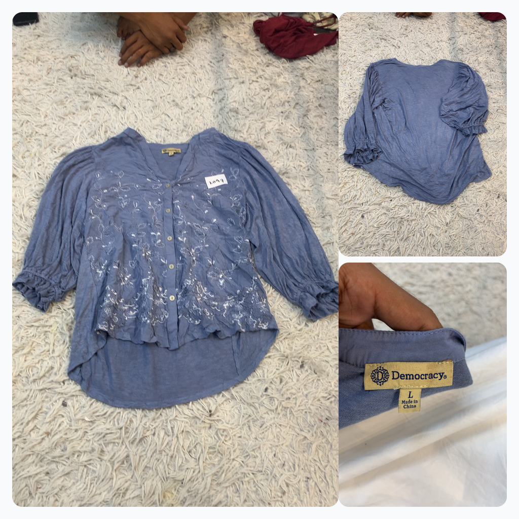 Democracy Floral Button-Up Blouse