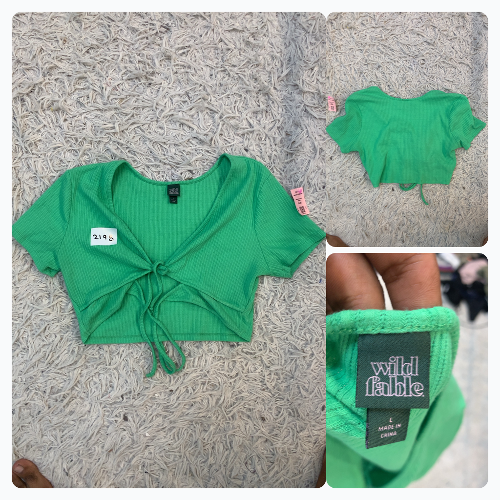 Wild Fable Green Tie-Front Crop Top